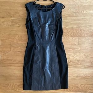 NEVER WORN W/ TAG Aqua Black/Navy Sleeveless Dress w/ Leather Size Medium